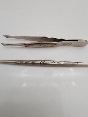 Vintage La Cross 924-25 USA Tweezers and double-ended cuticle pusher